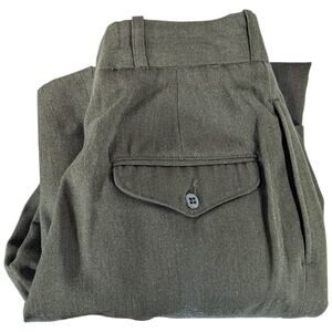 Vintage 70s US Army Trousers Vietnam Era Tropical Green Wool Mens 32L USMC